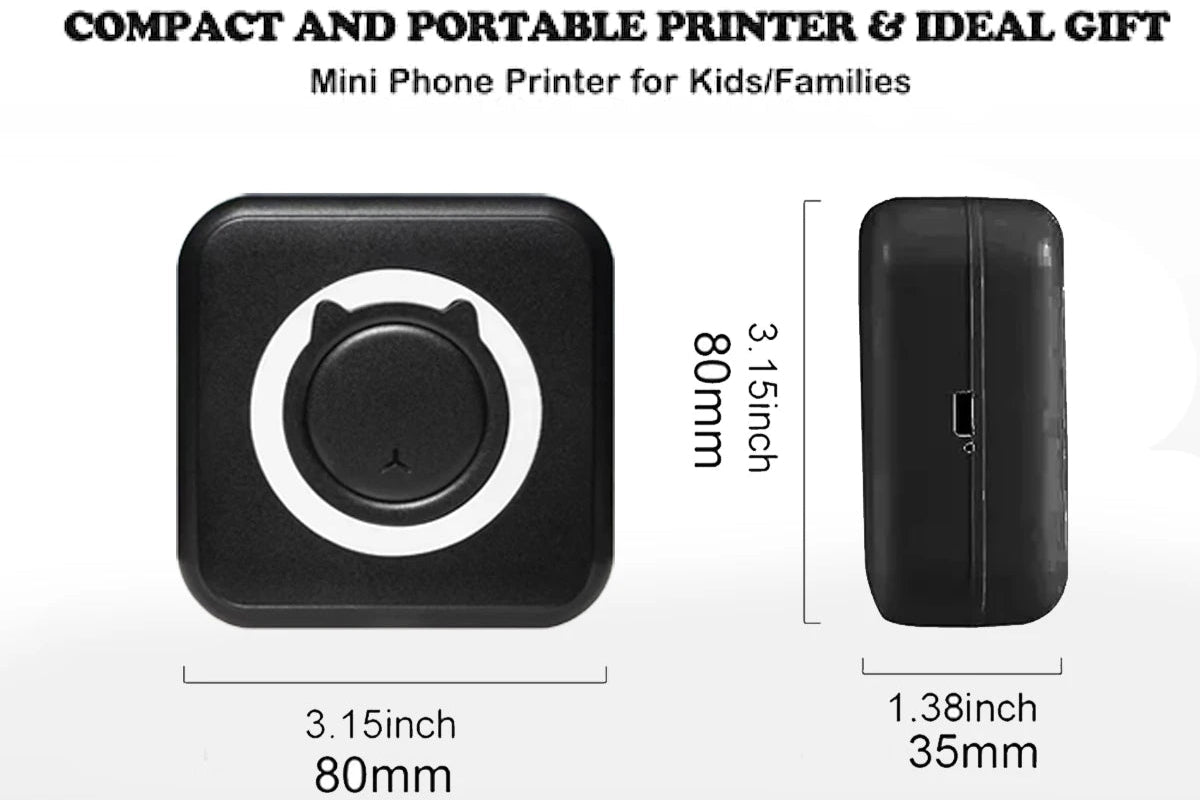 MINI Print Portable Thermal Printer Photo Pocket Thermal Label Printer 58Mm Printing Wireless Bluetooth Android IOS